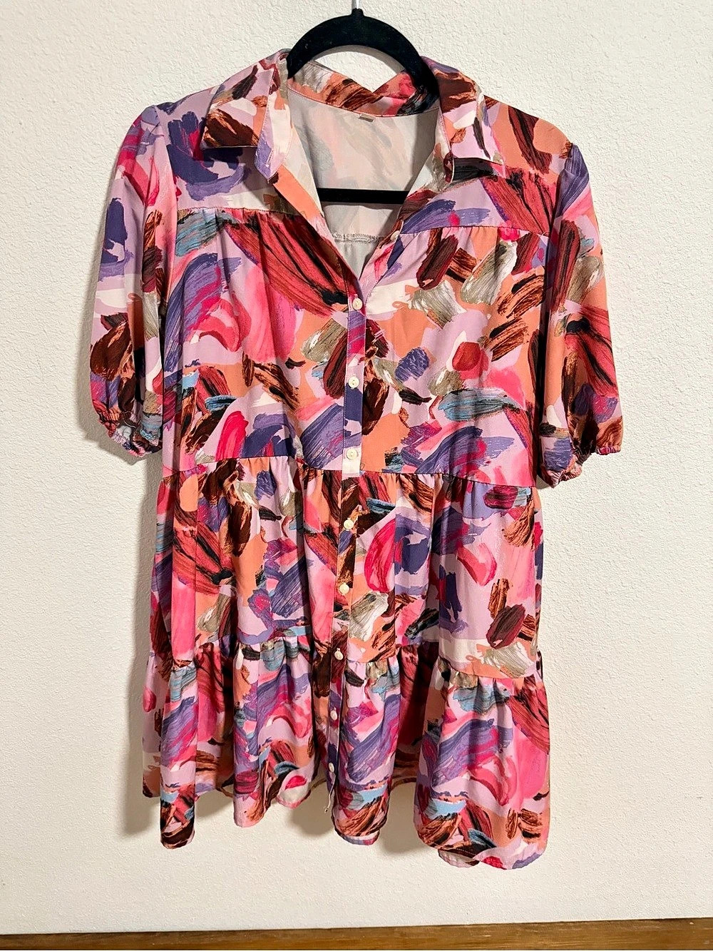 Abstract Print Mini Dress Size Large Like New